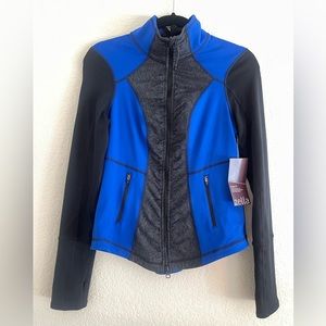 NWT Zella Performer Slim Fit Jacket - Blue/Black/Heather